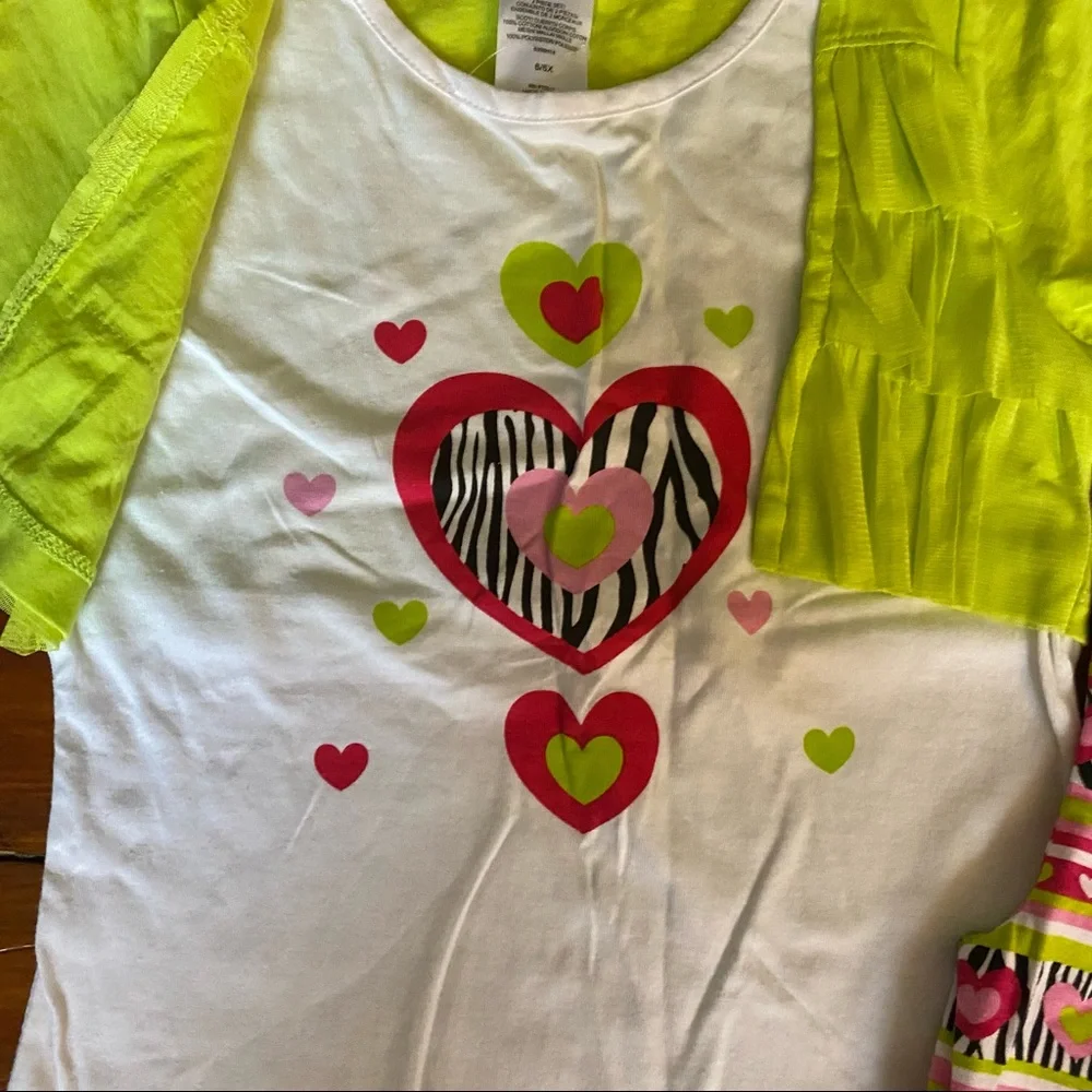 Heart Neon Outfit Matching Shirt & leggings Size 6/6X